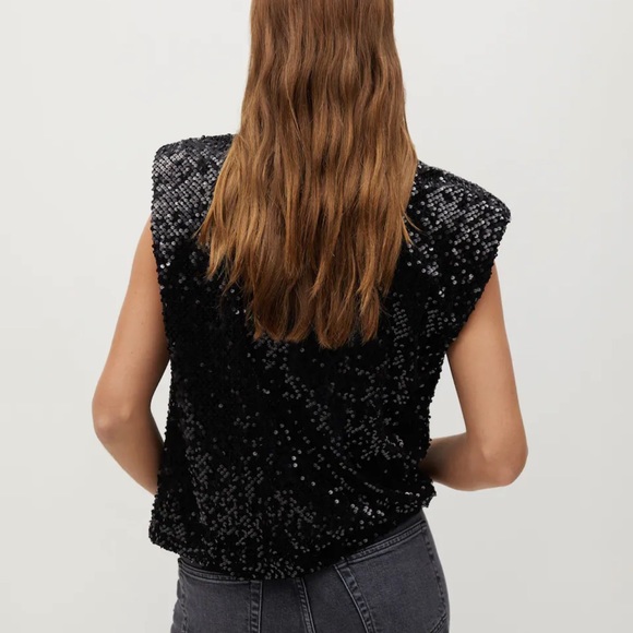NWT Mango black sequin top. Size M/L - Picture 2 of 9